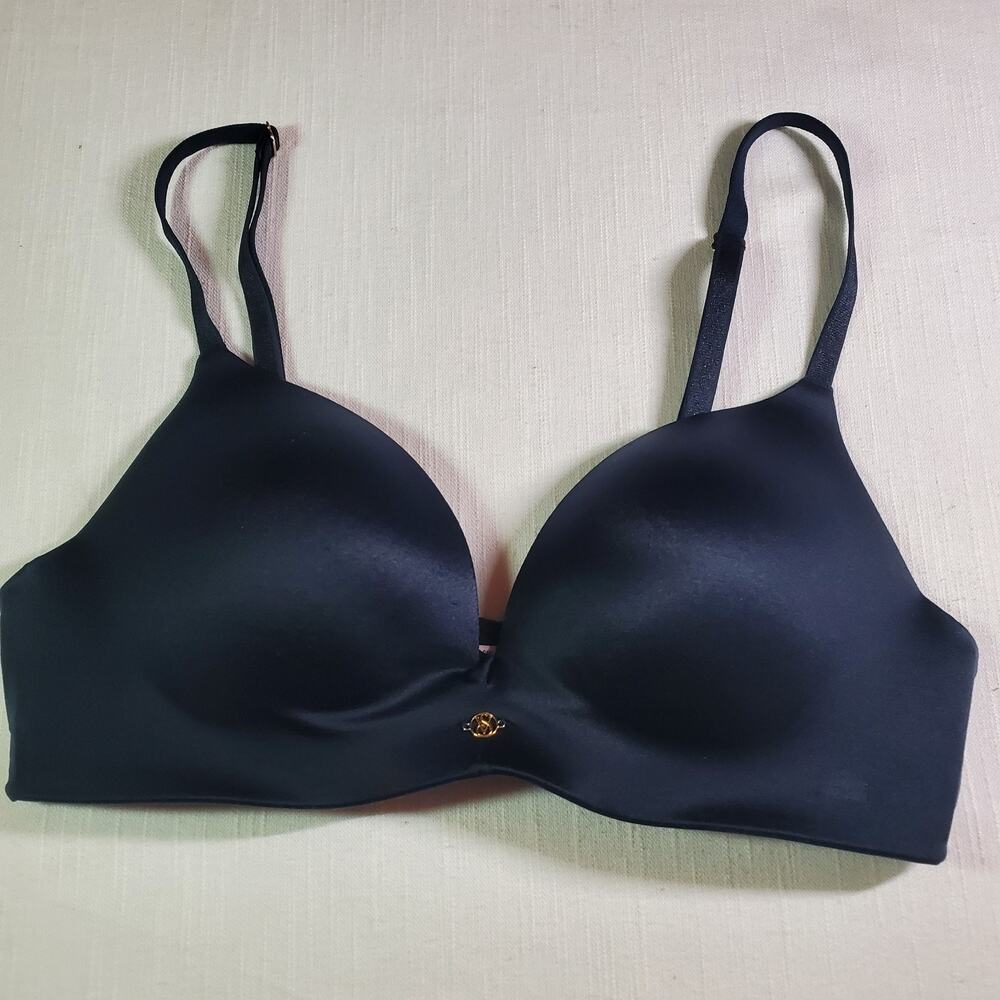 Victoria's Secret Women's T-Shirt Bra Size 32C Blue Underwire Lightly Lined